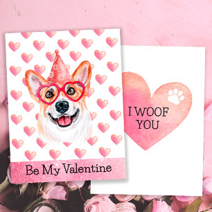 Funny Corgi I Woof You Dog Valentine's Day Feiertagskarte