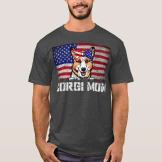 Funny Corgi Mama American Flag 4. Juli P T-Shirt