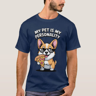 Funny Corgi Pizza Lover Pet Spaß T-Shirt