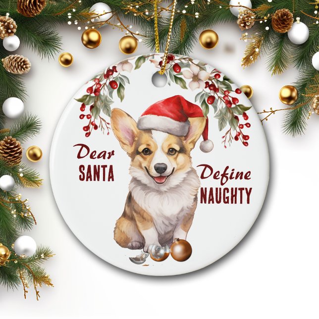 Funny Corgi Puppy definiert naughty Weihnachten Keramik Ornament (Von Creator hochgeladen)
