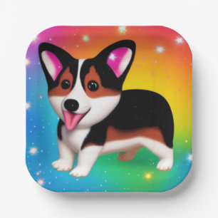 Funny Corgi Puppy Dog Pappteller