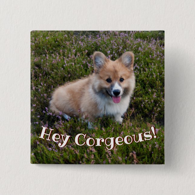 Funny Corgi Puppy Pun Button (Vorderseite)