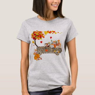 Funny Corgi Riding Leopard Kariert Truck T-Shirt