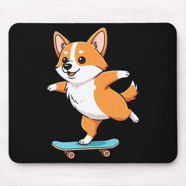 Funny Corgi Skater Skateboard Ballerina Mom Dad Ki Mousepad (Vorne)
