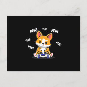 Funny Corgi Spielspiel Ankündigungspostkarte