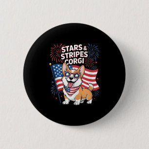 Funny Corgi Team American Patriotic Amerikanische  Button