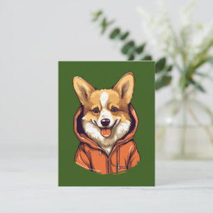 Funny Corgi Wearing Hoodie Dankeskarte