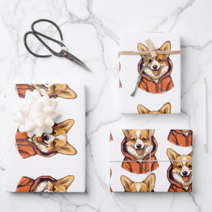 Funny Corgi Wearing Hoodie Geschenkpapier Set