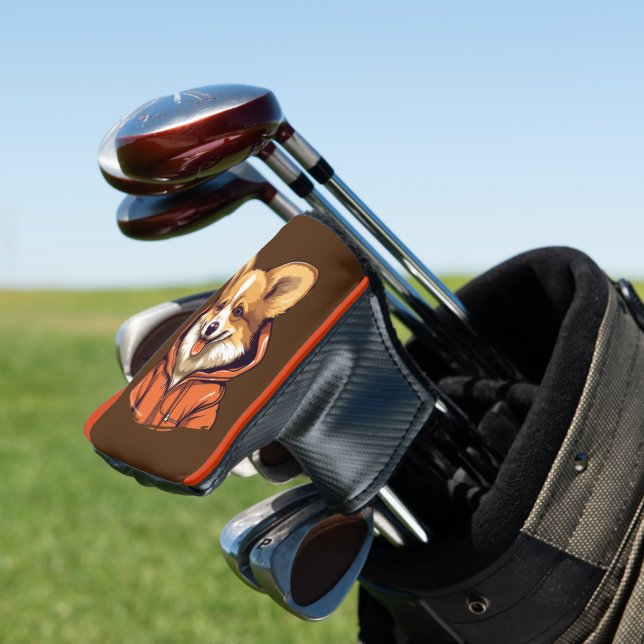 Funny Corgi Wearing Hoodie Golf Headcover (In Situ)