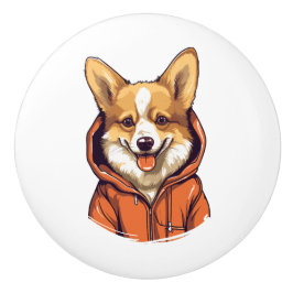 Funny Corgi Wearing Hoodie Keramikknauf