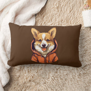 Funny Corgi Wearing Hoodie Lendenkissen