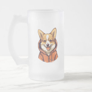 Funny Corgi Wearing Hoodie Mattglas Bierglas
