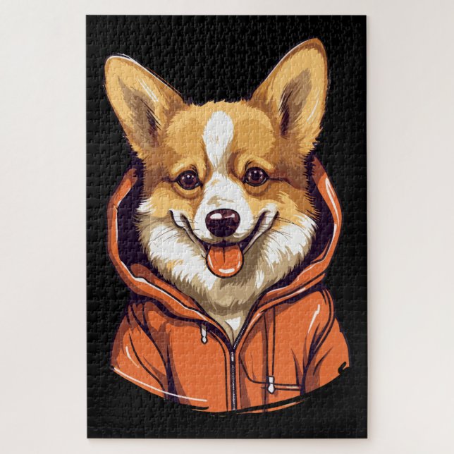Funny Corgi Wearing Hoodie Puzzle (Vertikal)