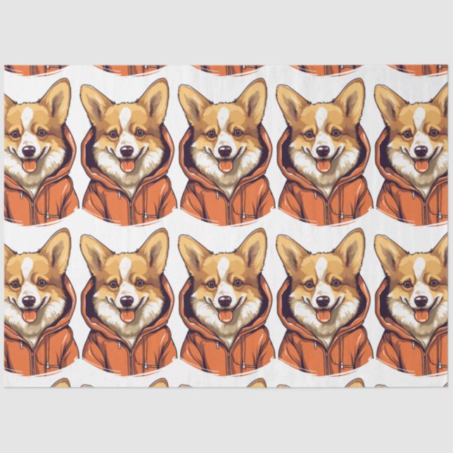 Funny Corgi Wearing Hoodie Seidenpapier (Vorderseite)