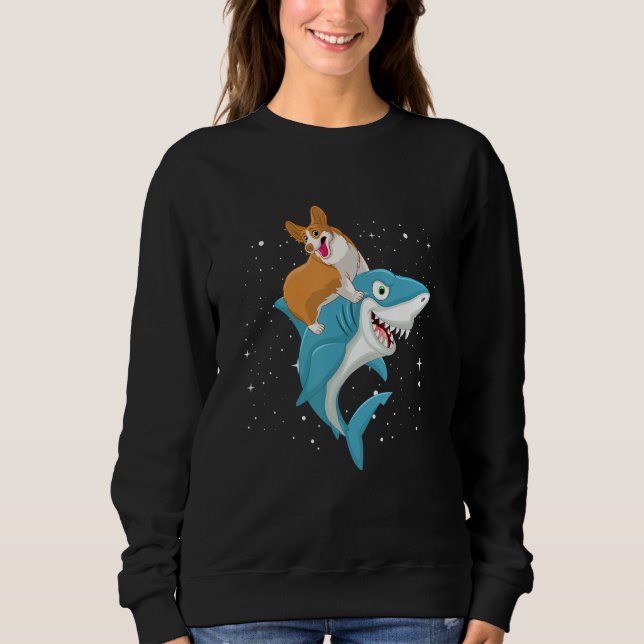 Funny Corgis Upon A Shark, Funny Costume Corgi Lov Sweatshirt (Vorderseite)