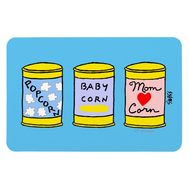 Funny Corny Cartoon Family Portrait Mama Vater Bab Magnet (Horizontal)