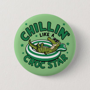 Funny Corocdile Cartoon Croc Sommer Button