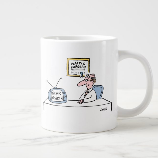 Funny Cosmetic Plastic Chirurg Cartoon Jumbo Tasse (Rechts)