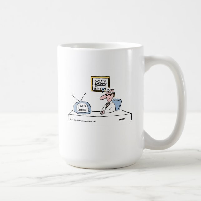 Funny Cosmetic Plastic Chirurg Cartoon Kaffeetasse (Rechts)
