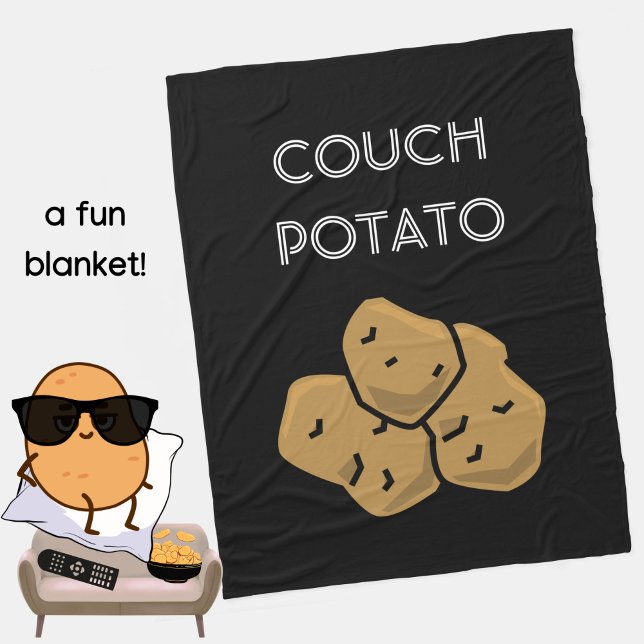 Funny "Couch Potato" Binge Watching Introvertierte Fleecedecke (A fun blanket for the lovable couch potato in your life. Black. Choice of colors available. )