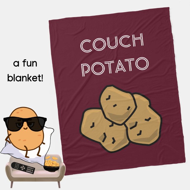 Funny "Couch Potato" Binge Watching Introvertierte Fleecedecke (A fun blanket for the lovable couch potato in your life. Burgundy. Choice of colors available. )