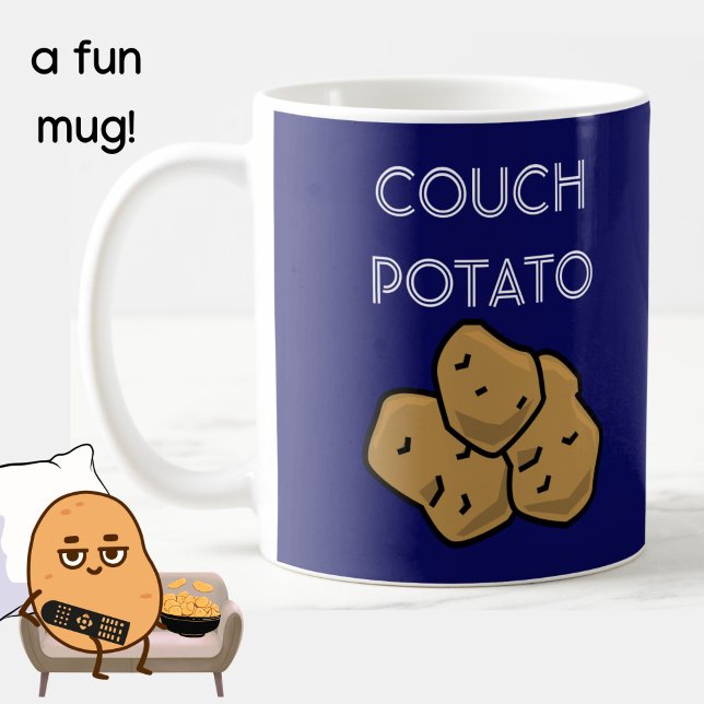 Funny "Couch Potato" Binge Watching Tasse (A fun mug for the lovable couch potato in your life. Blue. Choice of colors available. )