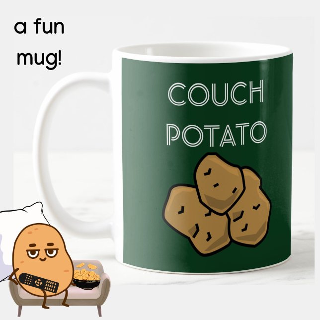 Funny "Couch Potato" Binge Watching Tasse (A fun mug for the lovable couch potato in your life. Green. Choice of colors available. )