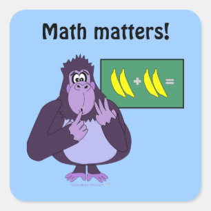 Funny Counting Gorilla Math Custom Quadratischer Aufkleber