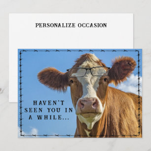 Funny Country Western Ranch Farm Kuh Brille Feiertagskarte