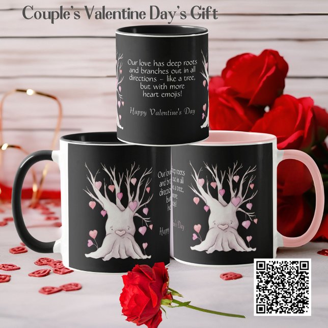 Funny Couple Matching Pink Heart Tree Valentines Tasse (Von Creator hochgeladen)
