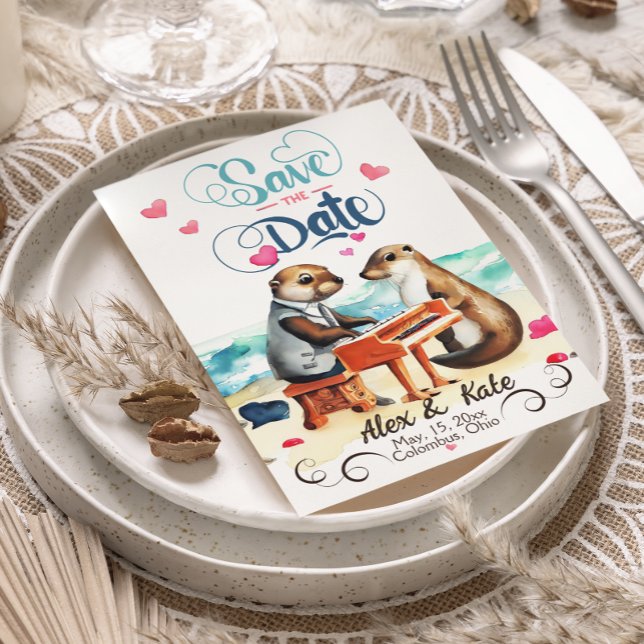 Funny Couple Otters Wedding Save The Date (Von Creator hochgeladen)