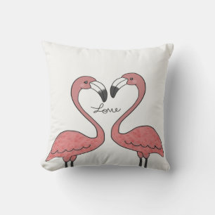 Funny Couple Pink Flamingo Birds   Flamingo Lovers Kissen