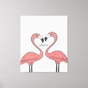 Funny Couple Pink Flamingo Birds   Flamingo Lovers Leinwanddruck