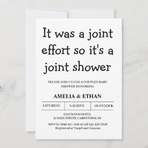 Funny Couples schwarz-weiße Babydusche Einladung