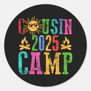 Funny Cousin Camp 2025 Camping Crew Sommerferien Runder Aufkleber