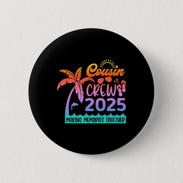 Funny Cousin Crew 2025 Summer Group Memorie machen Button (Vorderseite)