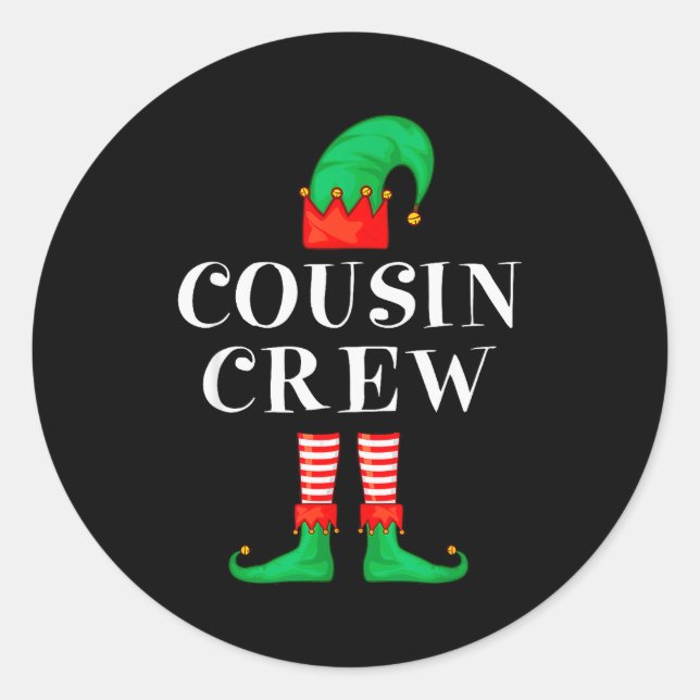 Funny Cousin Crew Elf Christmas Elf Cousin Sweater Runder Aufkleber (Vorderseite)