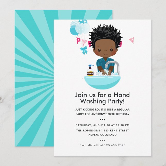 Funny Covid-19 Corona Virus zum Thema Boy Birthday Einladung (Vorne/Hinten)