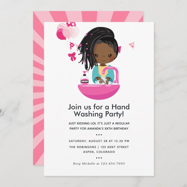 Funny Covid-19 Corona Virus zum Thema Girl Birthda Einladung (Vorne/Hinten)