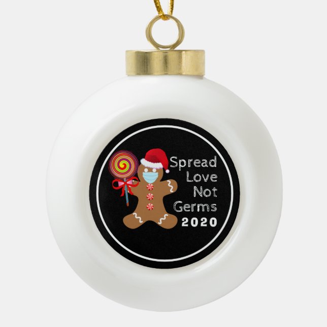Funny Covid 19 Weihnachtsgesicht Maske Gingerbread Keramik Kugel-Ornament (Vorderseite)