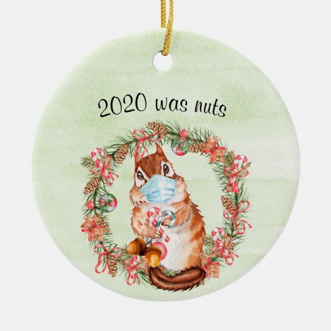 Funny Covid Chipmunk 2020 war Nüsse Keramik Ornament (Vorne)