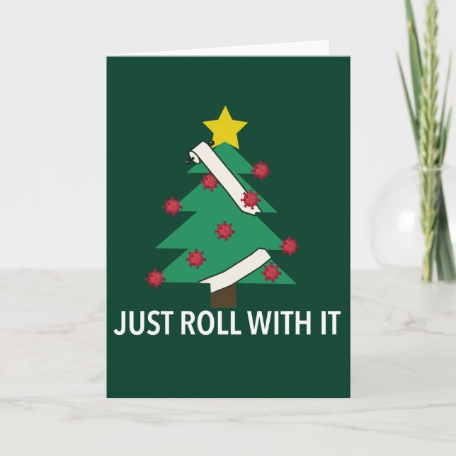 Funny Covid Christmas Tree Pun Karte (Vorderseite)