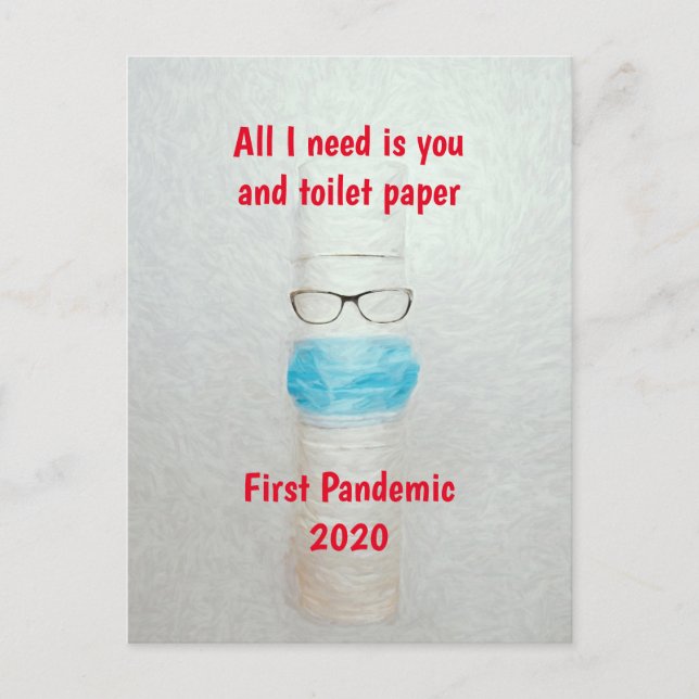 Funny Covid First Pandemic 2020 Toilet Paper Postkarte (Vorderseite)