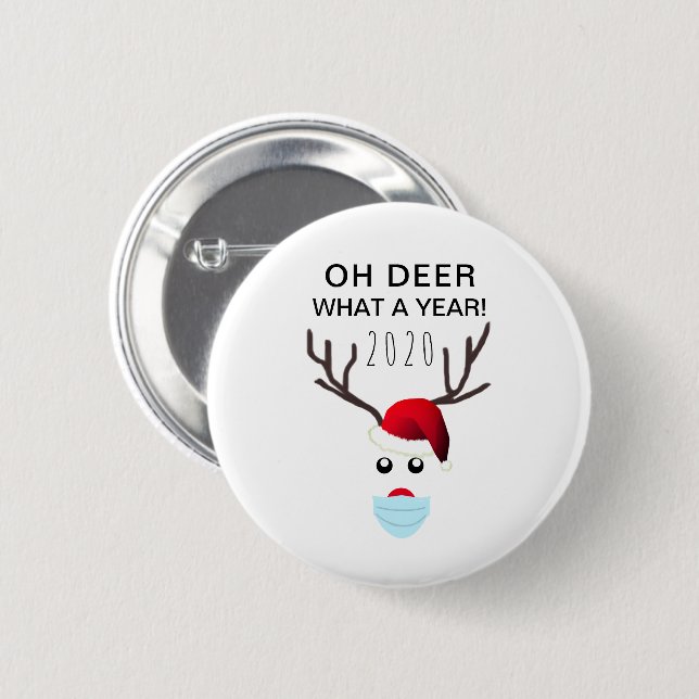 Funny Covid Weihnachten 2020 Gesichtsmaske Reindee Button (Vorne & Hinten)