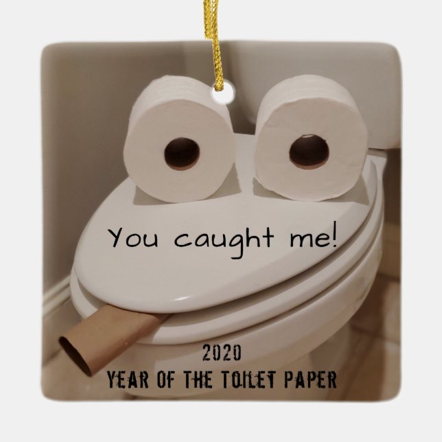 Funny Covid Weihnachts-Toilettenpapier Keramikornament (Vorderseite)