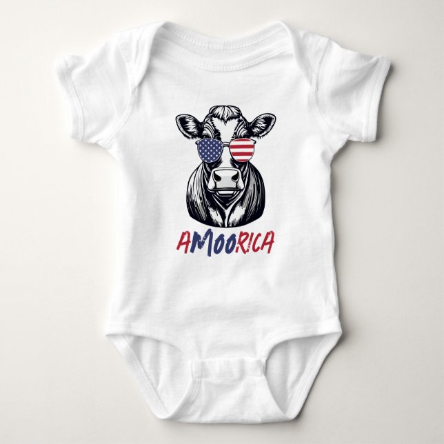 Funny Cow A-MOO-rica Patriotic Baby Strampler (Vorderseite)