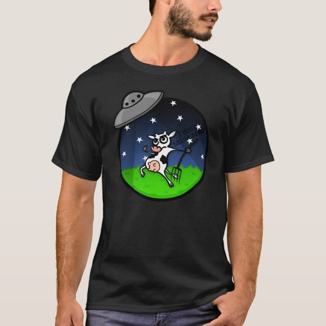 FUNNY COW ALIEN UFO ABDUCIC T - SHIRT (Vorderseite)