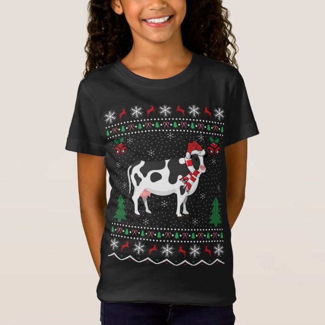 Funny Cow Animal Lover Xmas Geschenk Ugly Kuh Chri T-Shirt (Vorderseite)