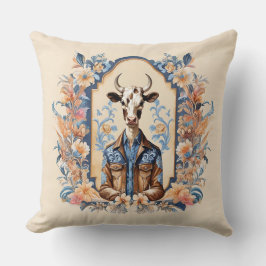 Funny Cow Art Dapper Old Wild West Cowboy Kissen