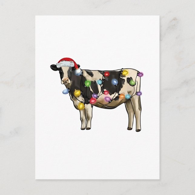 Funny Cow Bauer Rinder Weihnachtsliebhaber Ankündigungspostkarte (Vorderseite)